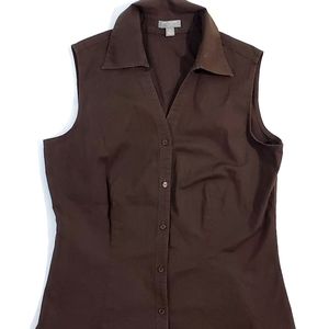 ANN TAYLOR Womens Brown Sleeveless Vest Petites OP